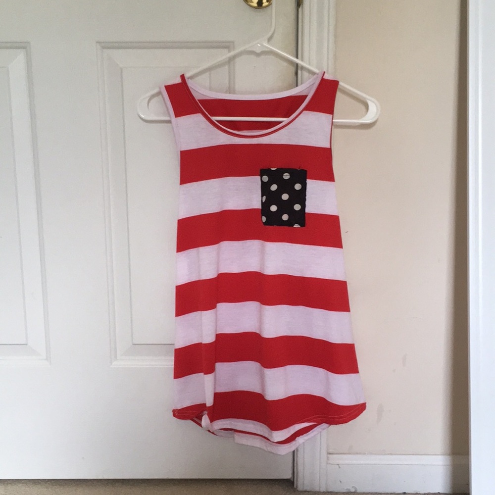 Red and white striped tank top